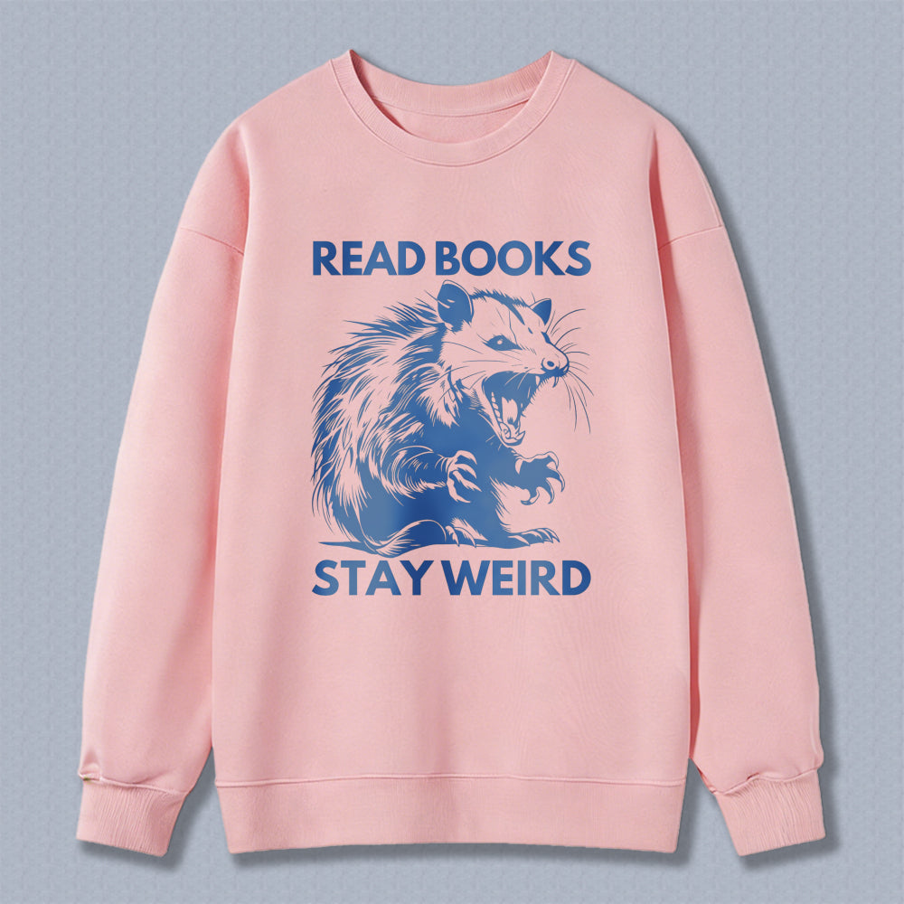 Wardrobecart Read Books Stay Weird Rat Graphic Unisex Classic Sweatshirt