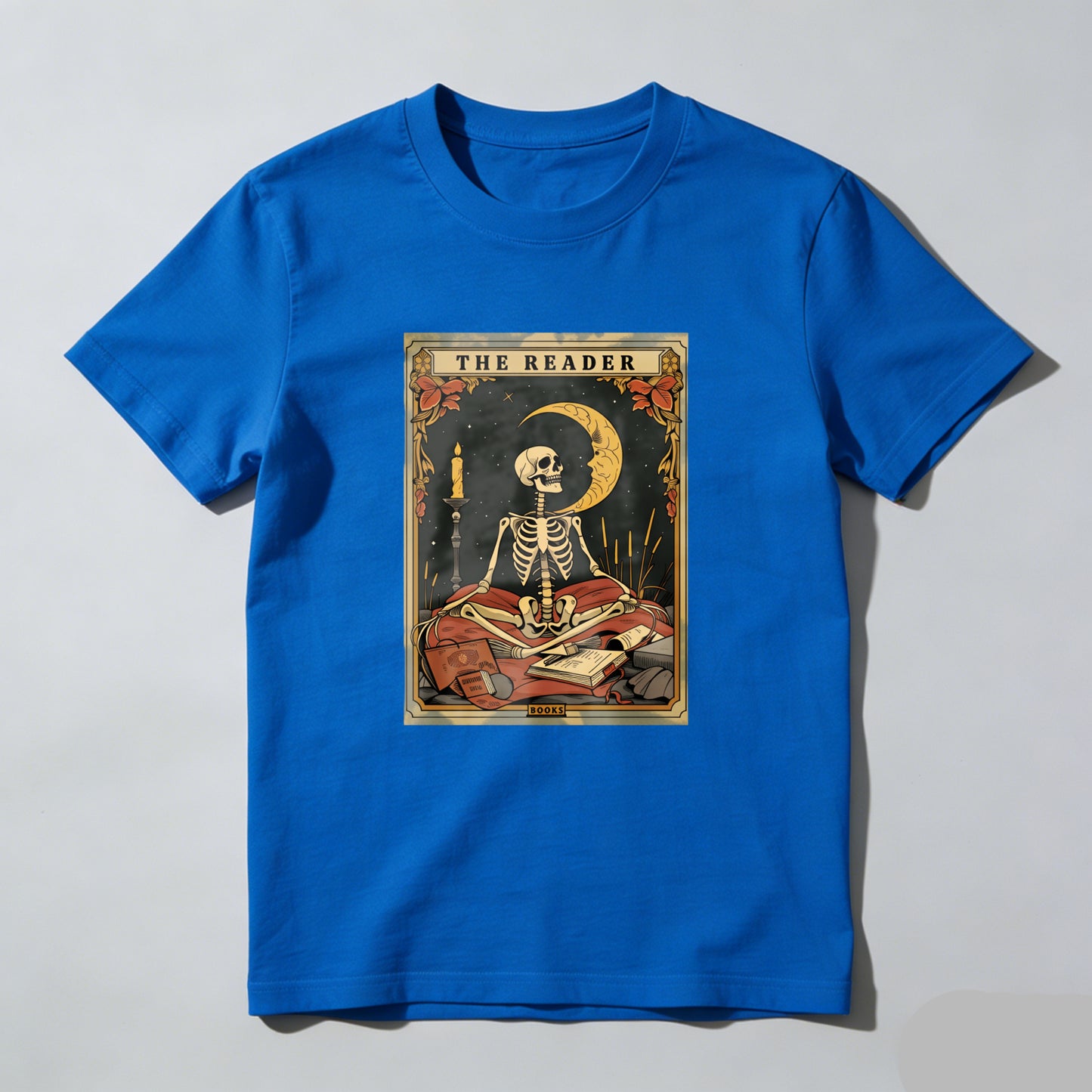 Wardrobecart The Reader Skeleton Tarot Card Design Unisex Classic T-shirt