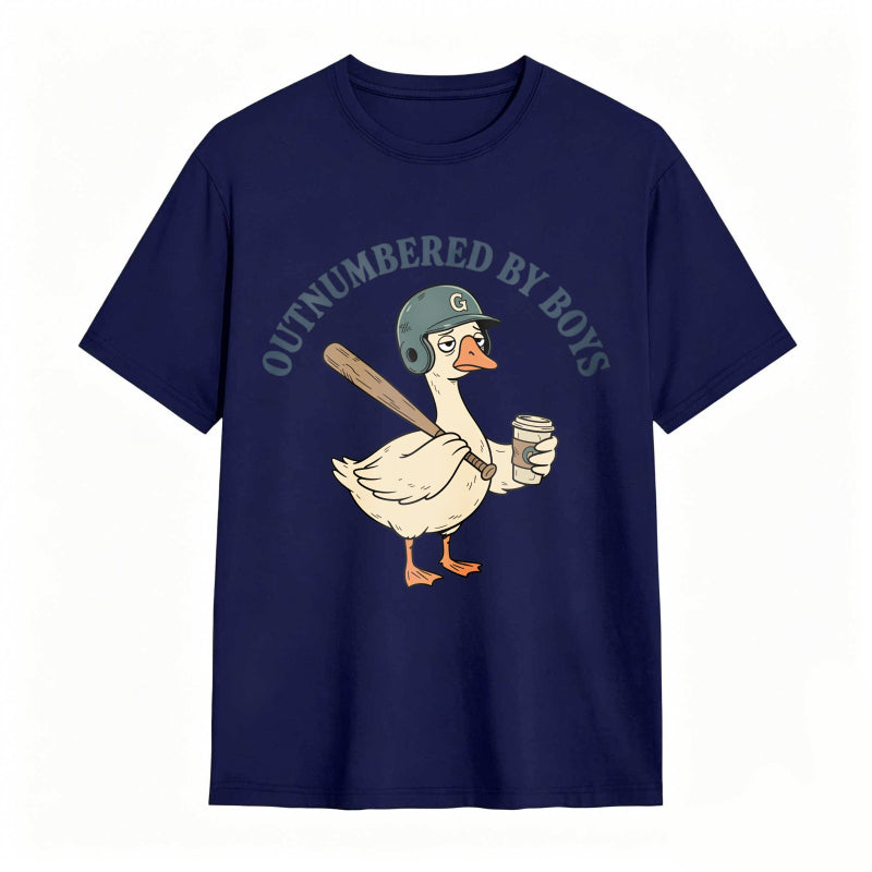 Comfort Colors Outnumbered By Boys Baseball Mom Goose Funny T-shirt