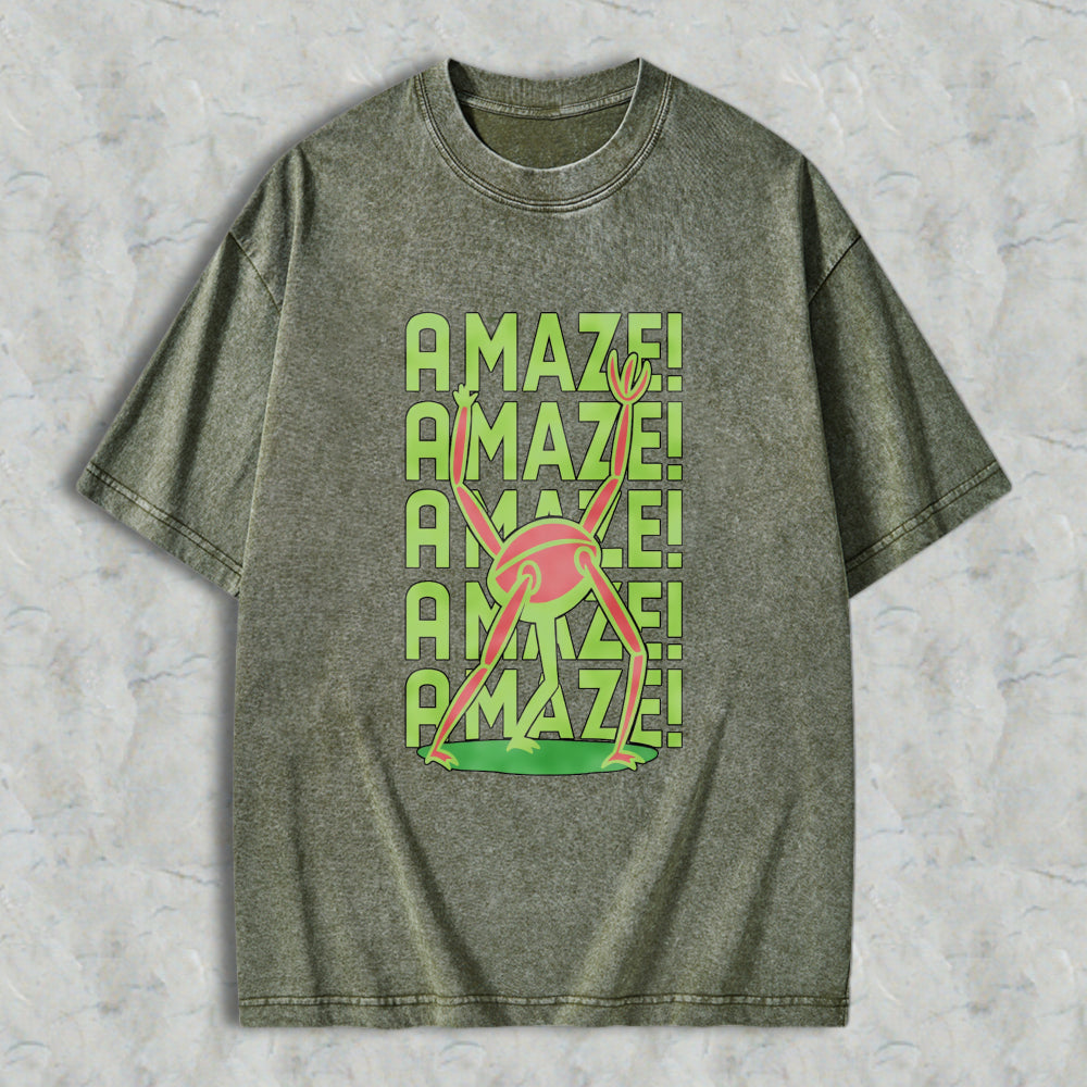 Wardrobecart Amazing Frog Stacked Text Design Unisex Washed T-shirt