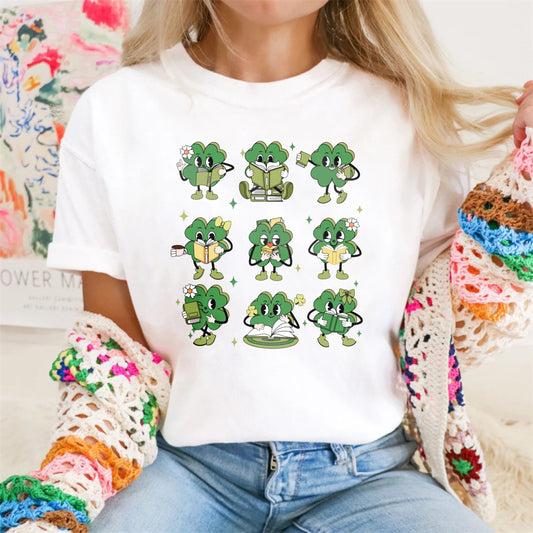 Wardrobecart Cute Clover Characters Reading Books Unisex Classic T-shirt