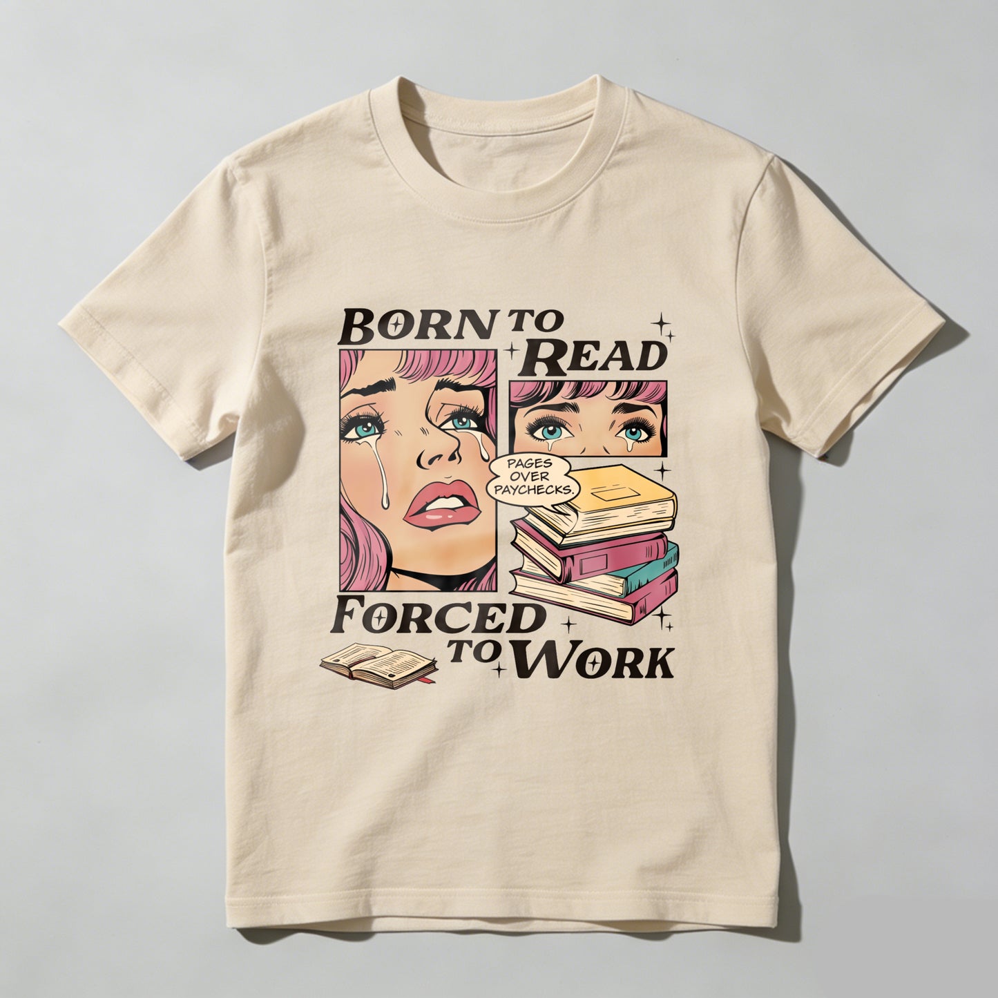 Wardrobecart Born To Read Forced To Work Unisex Classic T-shirt(4)