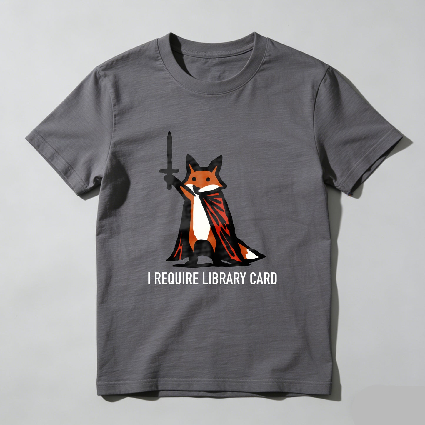 Wardrobecart Fox With Cape And Sword I Require Library Card Unisex Classic T-shirt