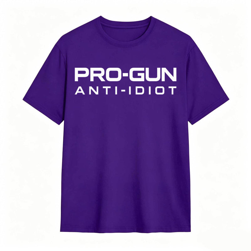 Pro-Gun Anti-Idiot Graphic Print Cotton Shirt
