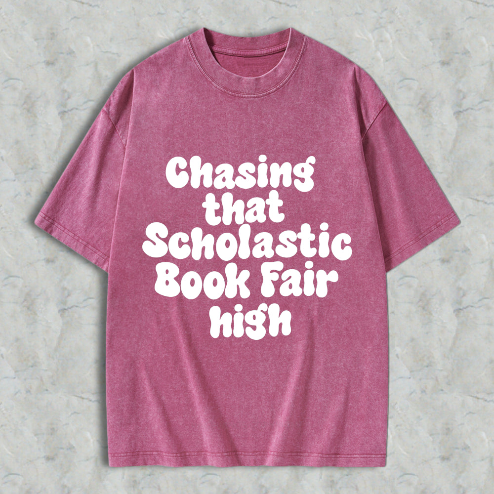 Wardrobecart Chasing That Scholastic Book Fair High Unisex Washed T-shirt