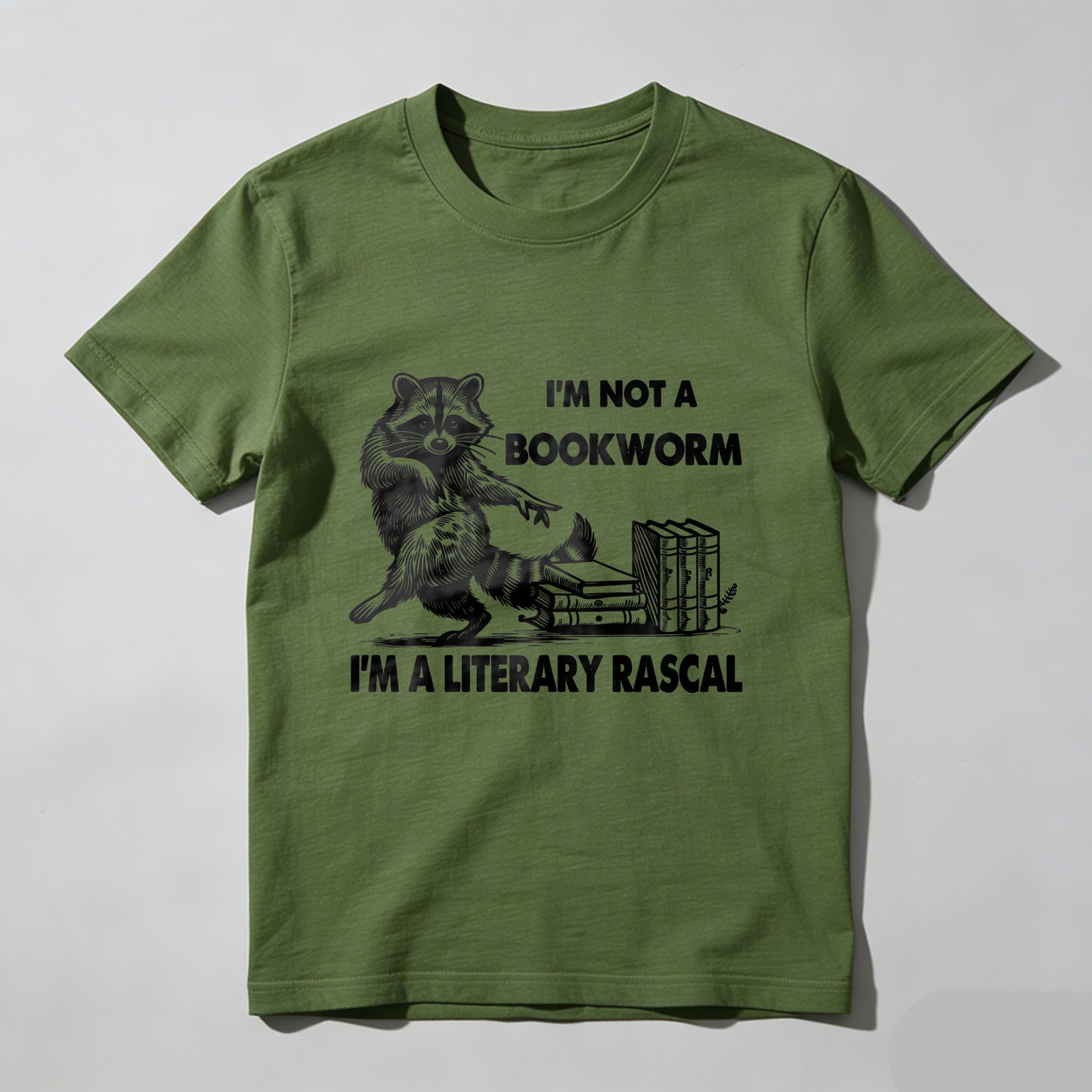 Wardrobecart Raccoon Reading Books With Text Unisex Classic T-shirt