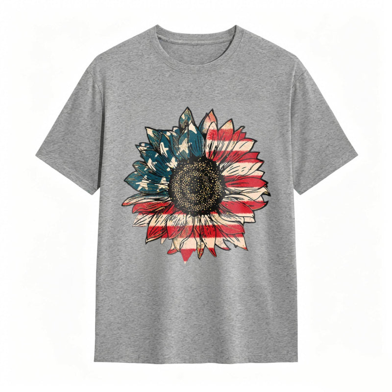 Sunflower With American Flag Design T-shirt
