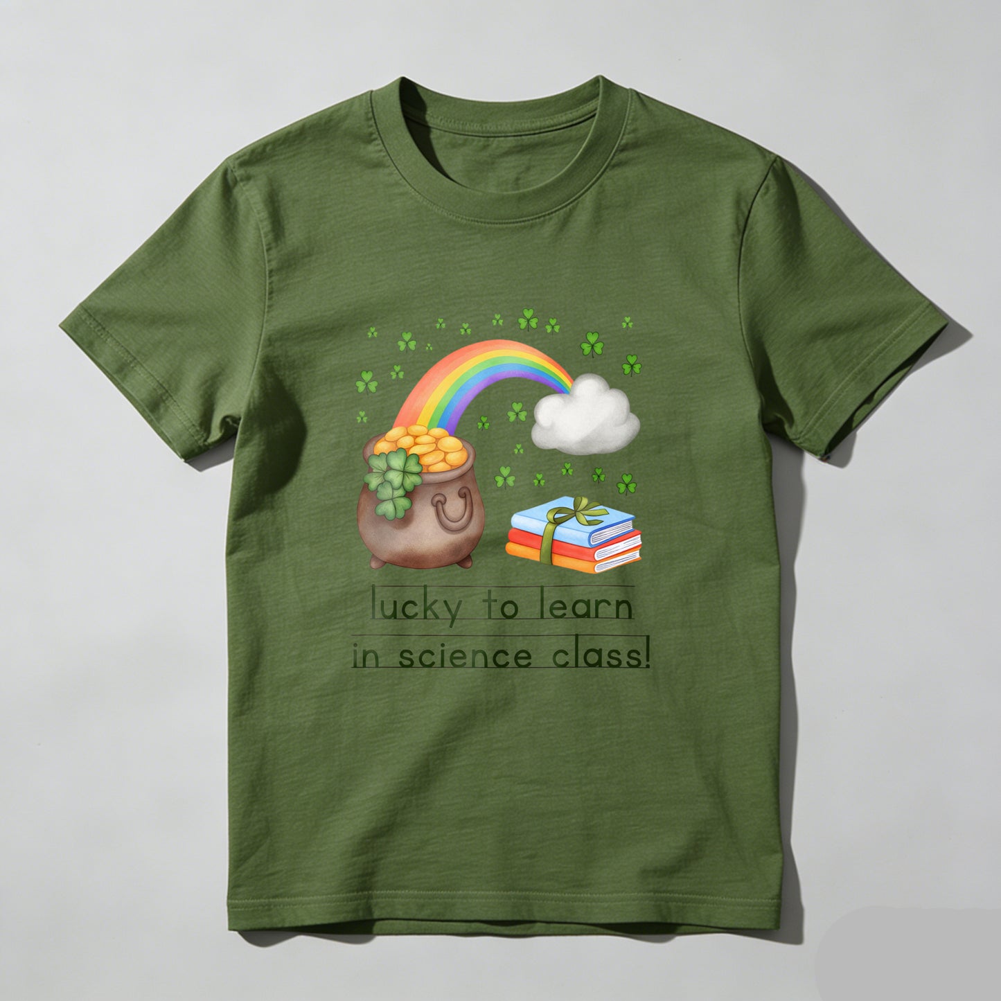 Wardrobecart Pot Of Gold Rainbow Books Clover Cloud Unisex Classic T-shirt