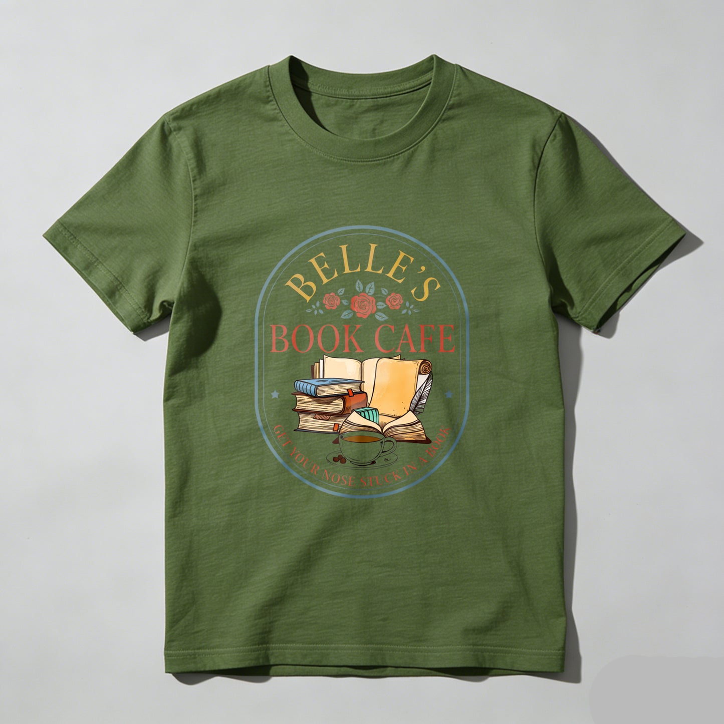 Wardrobecart Belle's Book Cafe Get Your Nose Stuck In A Book Unisex Classic T-shirt