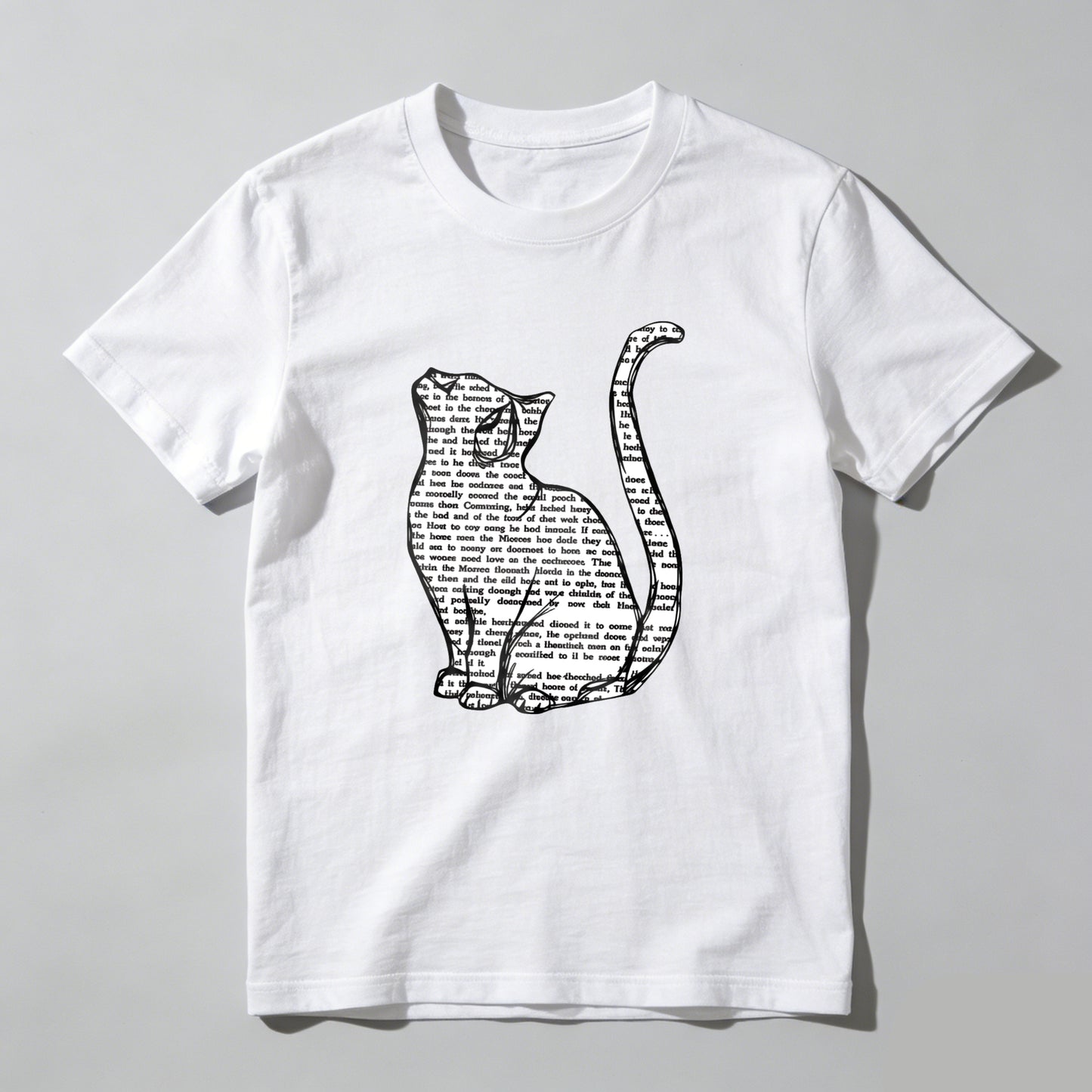 Wardrobecart Cat Silhouette With Text Pattern Unisex Classic T-shirt