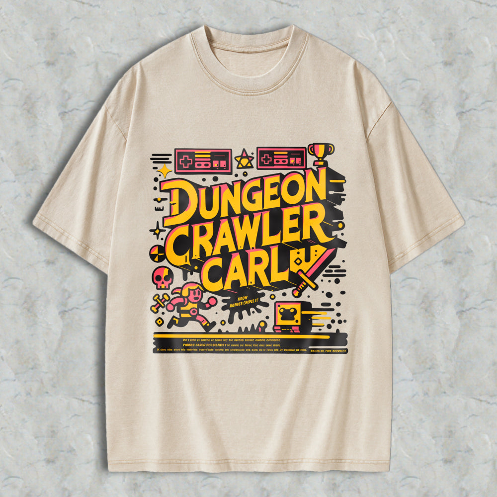 Wardrobecart Dungeon Crawler Carl Pixel Art Gaming Theme Unisex Washed T-shirt