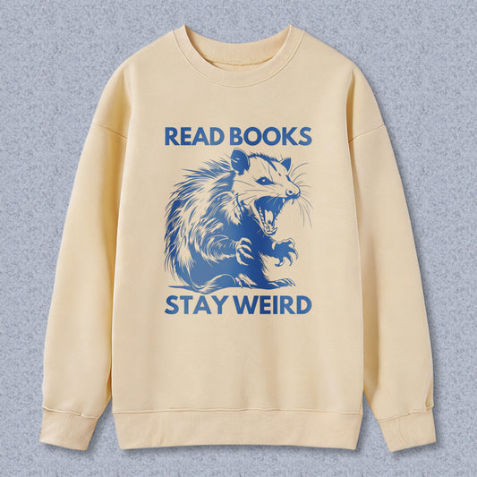 Wardrobecart Read Books Stay Weird Rat Graphic Unisex Classic Sweatshirt