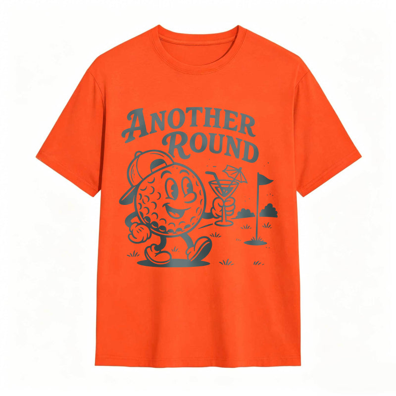 Golf Ball Character Holding Cocktail And Flag On Golf Course Another Round Text Unisex Classic T-shirt