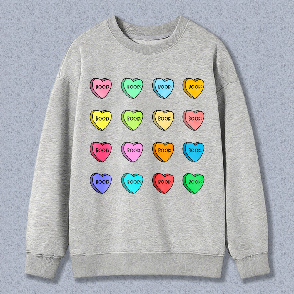 Wardrobecart Candy Heart Book Pattern Unisex Classic Sweatshirt