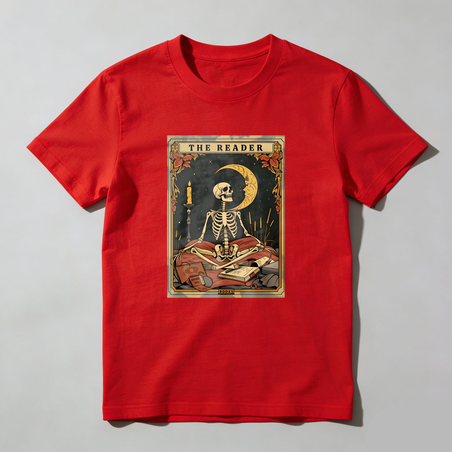 Wardrobecart The Reader Skeleton Tarot Card Design Unisex Classic T-shirt