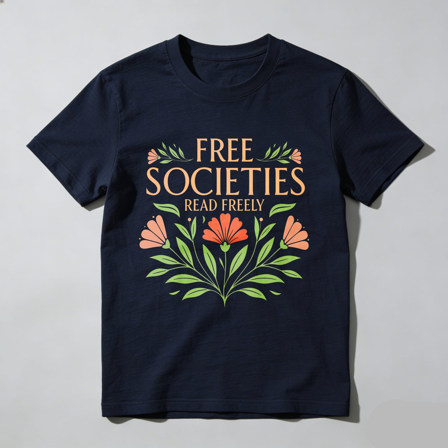 Wardrobecart Free Societies Read Freely Floral Design Unisex Classic T-shirt