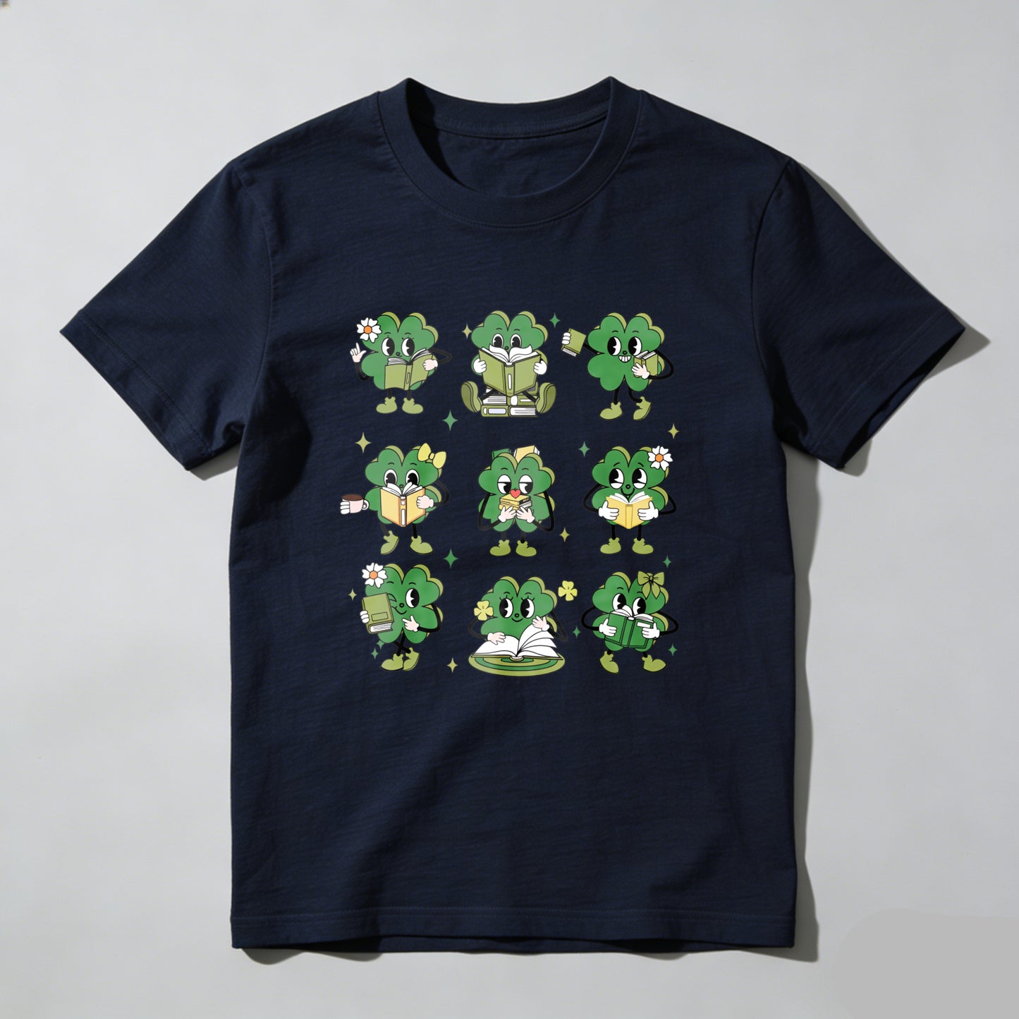 Wardrobecart Cute Clover Characters Reading Books Unisex Classic T-shirt