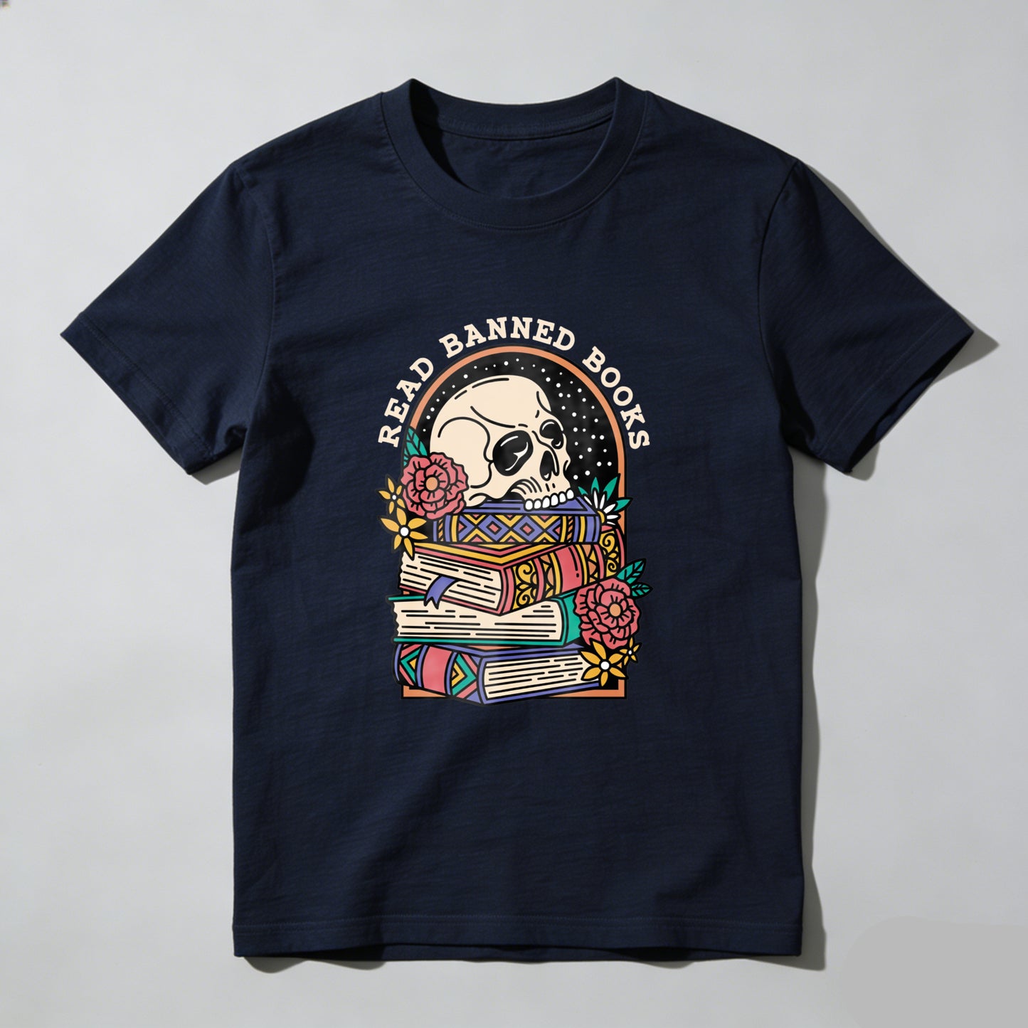 Wardrobecart Read Banned Books Skull And Books Unisex Classic T-shirt