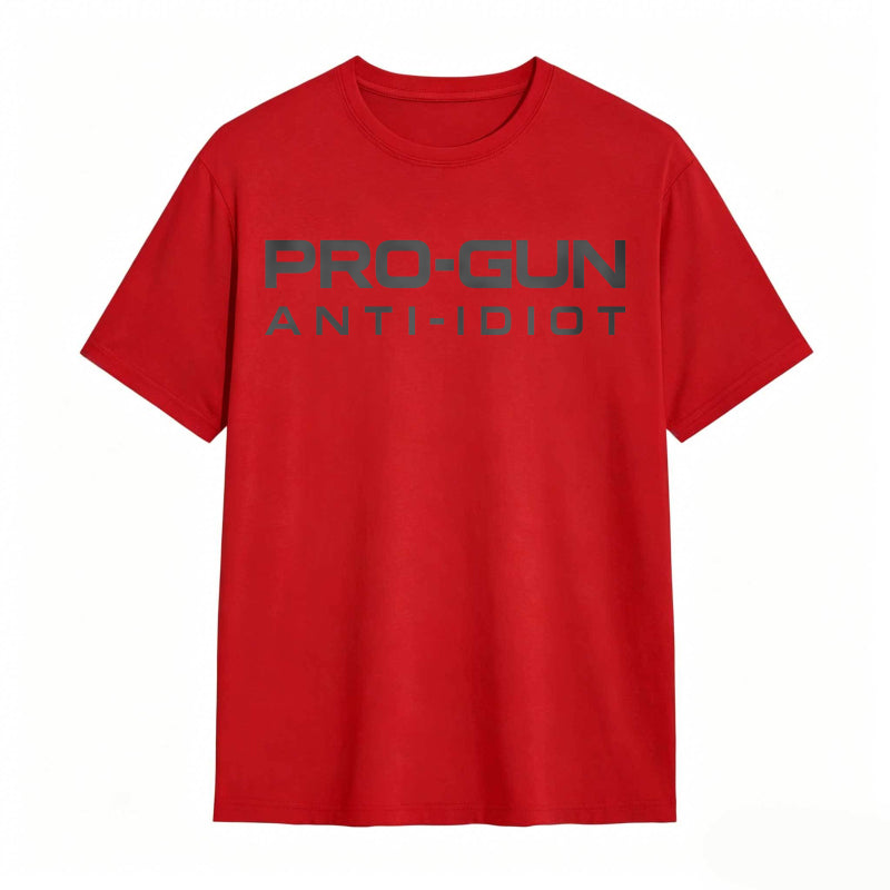 Pro-Gun Anti-Idiot Graphic Print Cotton Shirt
