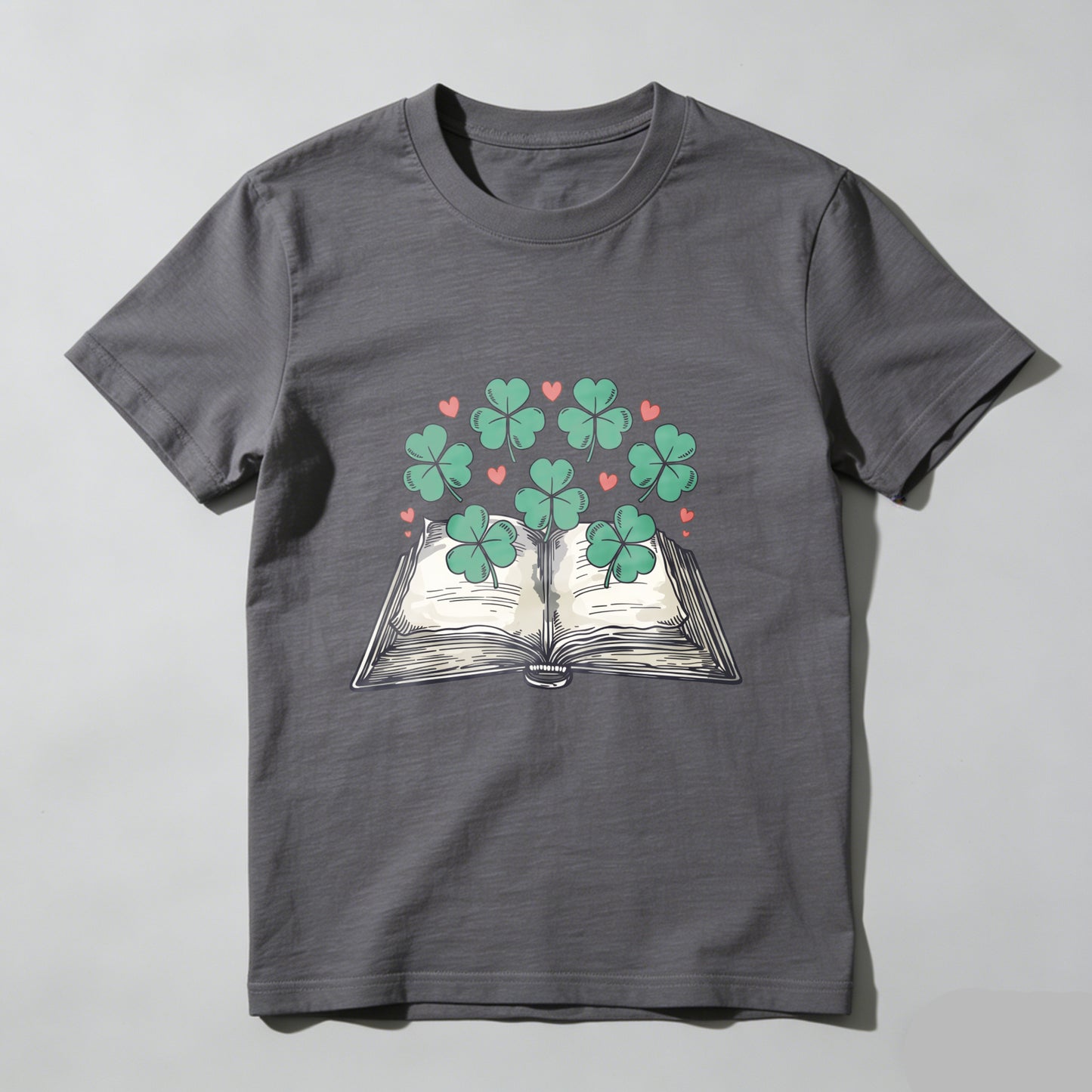 Wardrobecart Open Book With Clover And Hearts Unisex Classic T-shirt