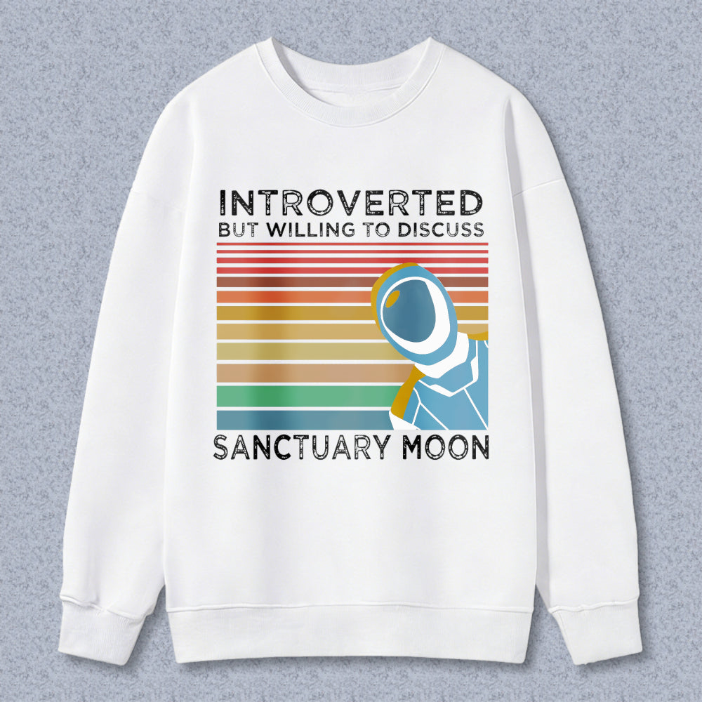 Wardrobecart Astronaut In Space With Rainbow Stripes And Text Introverted Sanguine Moon Unisex Classic Sweatshirt