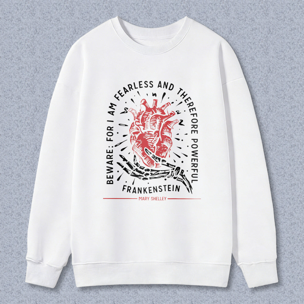 Wardrobecart Heart And Skeleton Hand With Quote From Frankenstein Unisex Classic Sweatshirt