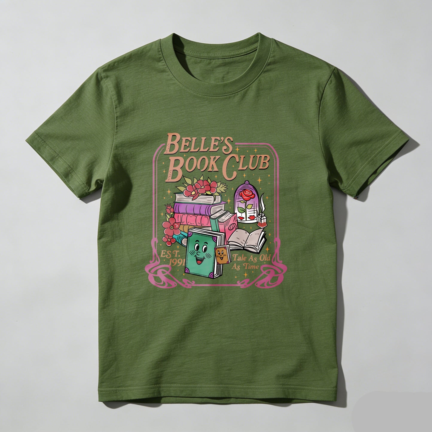 Wardrobecart Belle's Book Club With Books And Teapot Unisex Classic T-shirt