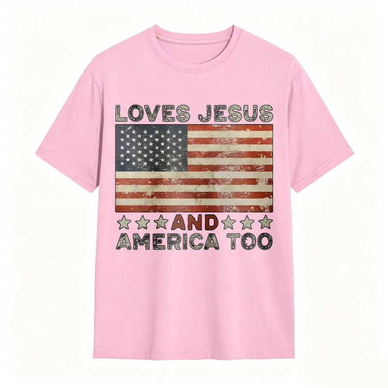 American Flag Print Graphic Tee