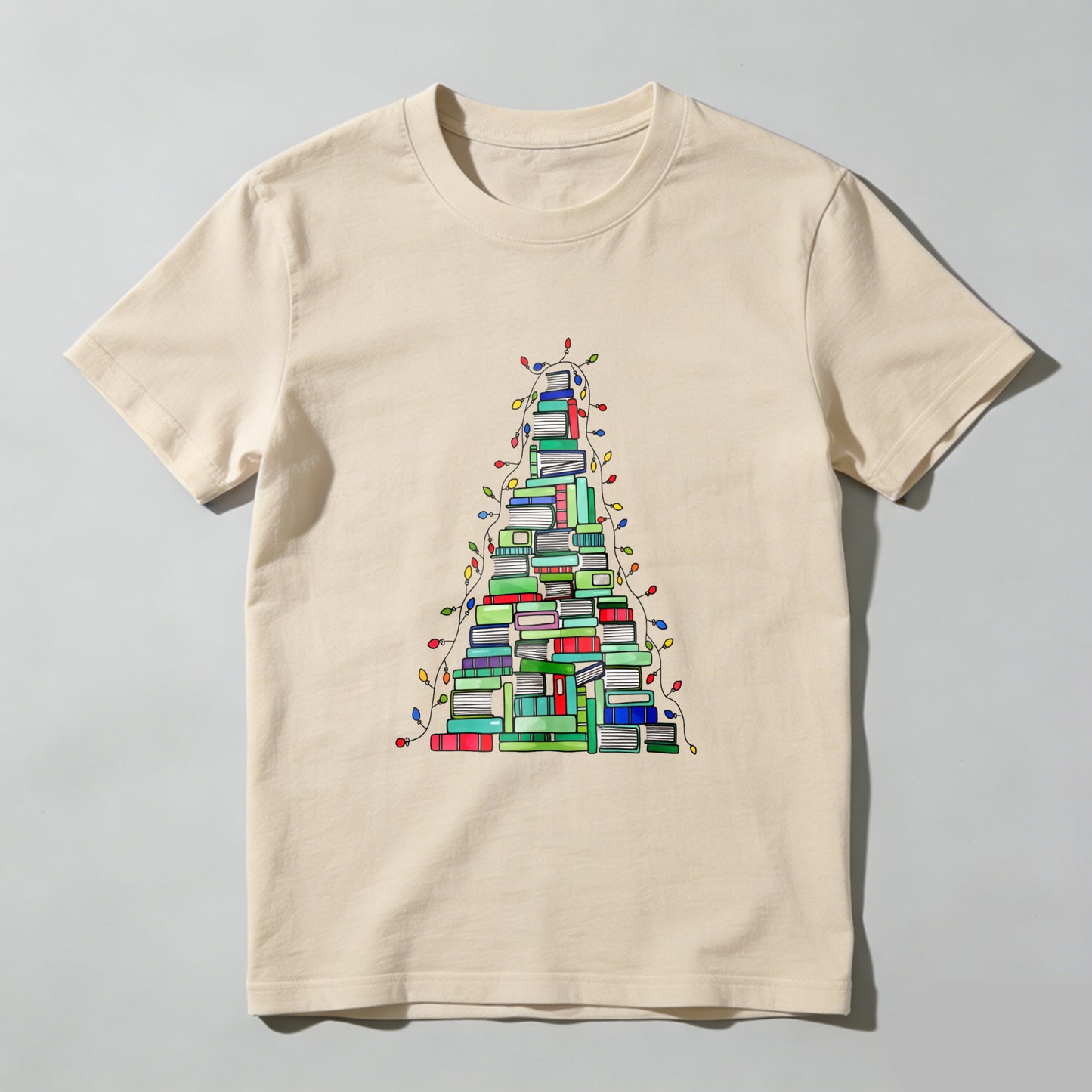 Wardrobecart Books Stacked Into Christmas Tree Shape Unisex Classic T-shirt