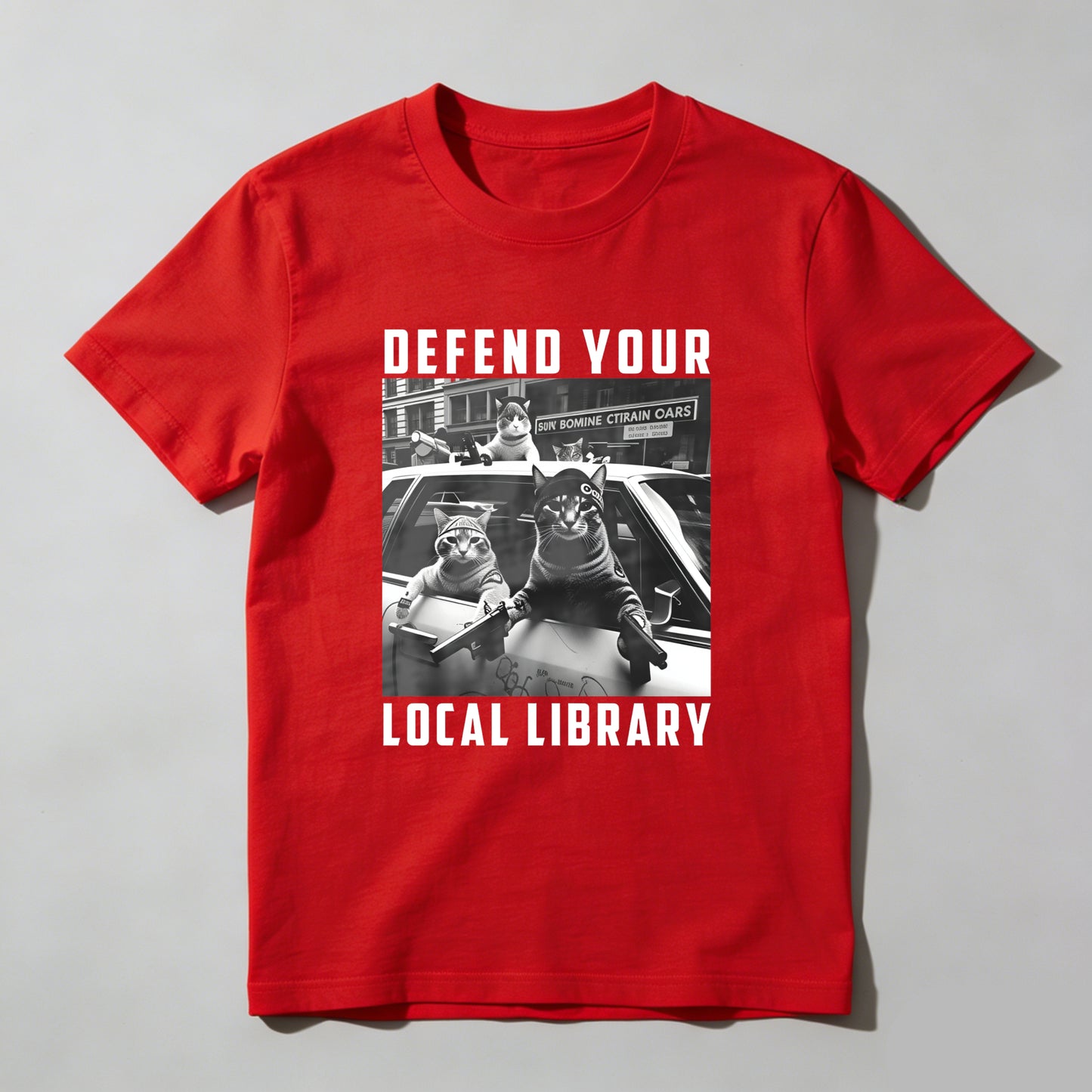 Wardrobecart Defend Your Local Library Cats With Guns Unisex Classic T-shirt