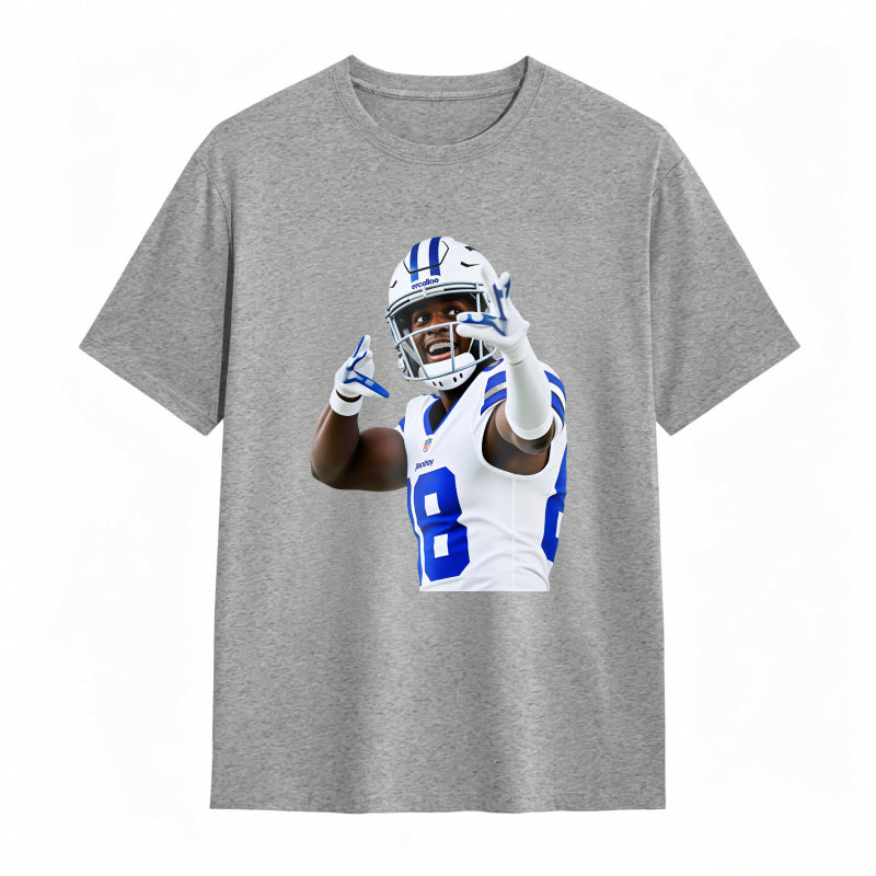 Football Player In Blue And White Uniform Making Peace Sign Unisex Classic T-shirt
