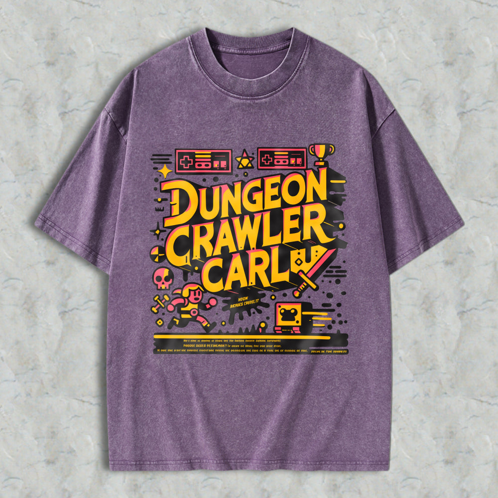Wardrobecart Dungeon Crawler Carl Pixel Art Gaming Theme Unisex Washed T-shirt