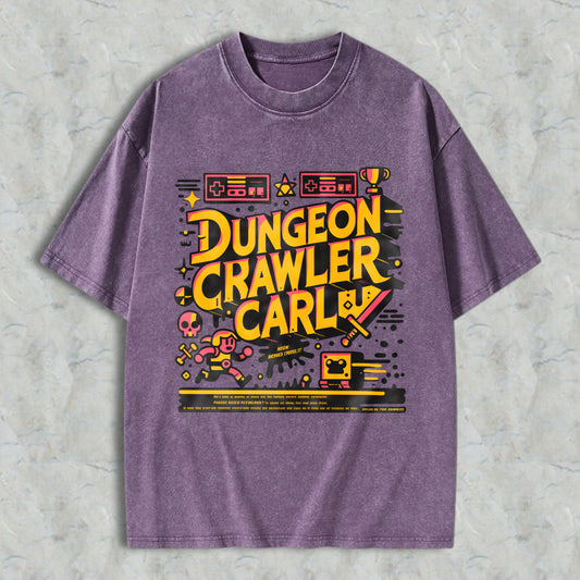 Wardrobecart Dungeon Crawler Carl Pixel Art Gaming Theme Unisex Washed T-shirt