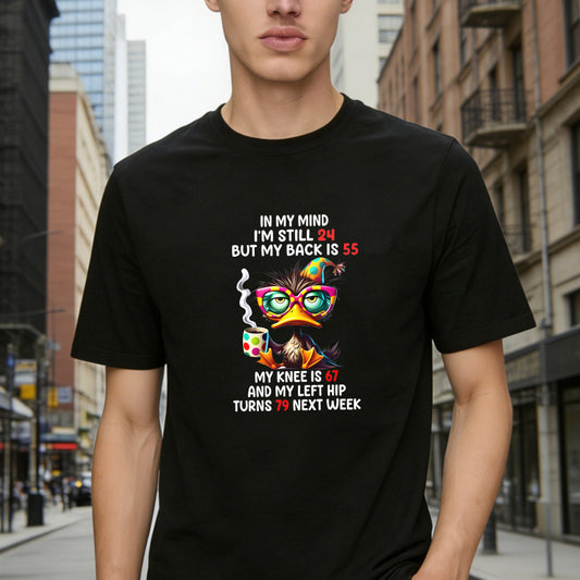 Duck With Glasses And Text About Age And Body Parts Unisex Classic T-shirt