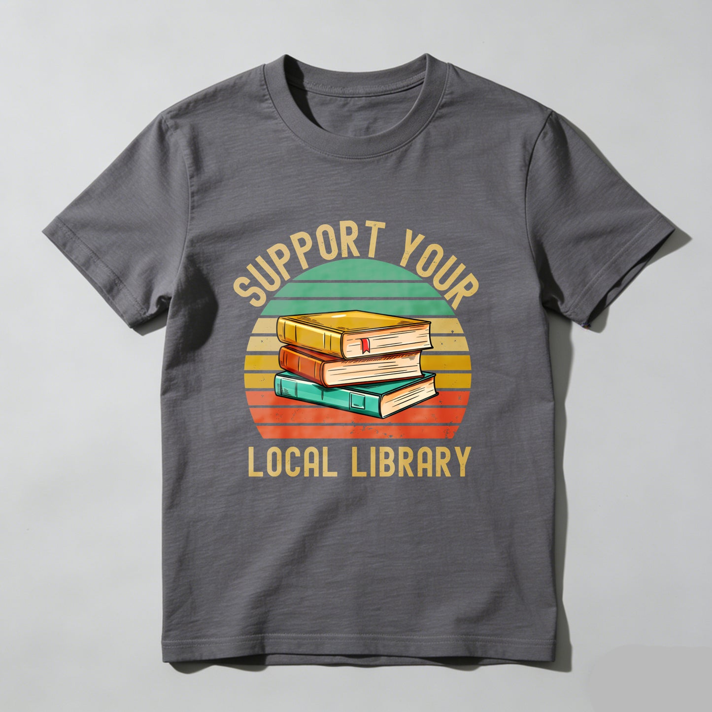 Wardrobecart Support Your Local Library Books Stack Sunset Unisex Classic T-shirt