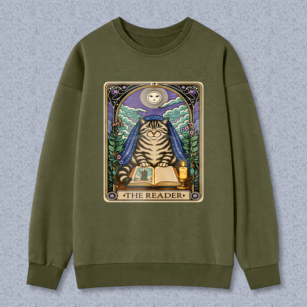 Wardrobecart Cat Reading Book Tarot Card Design The Reader Unisex Classic Sweatshirt