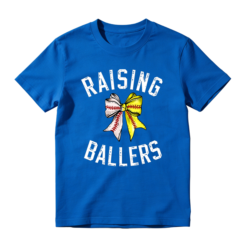 Raising Ballers With Baseball Bow Design T-shirt