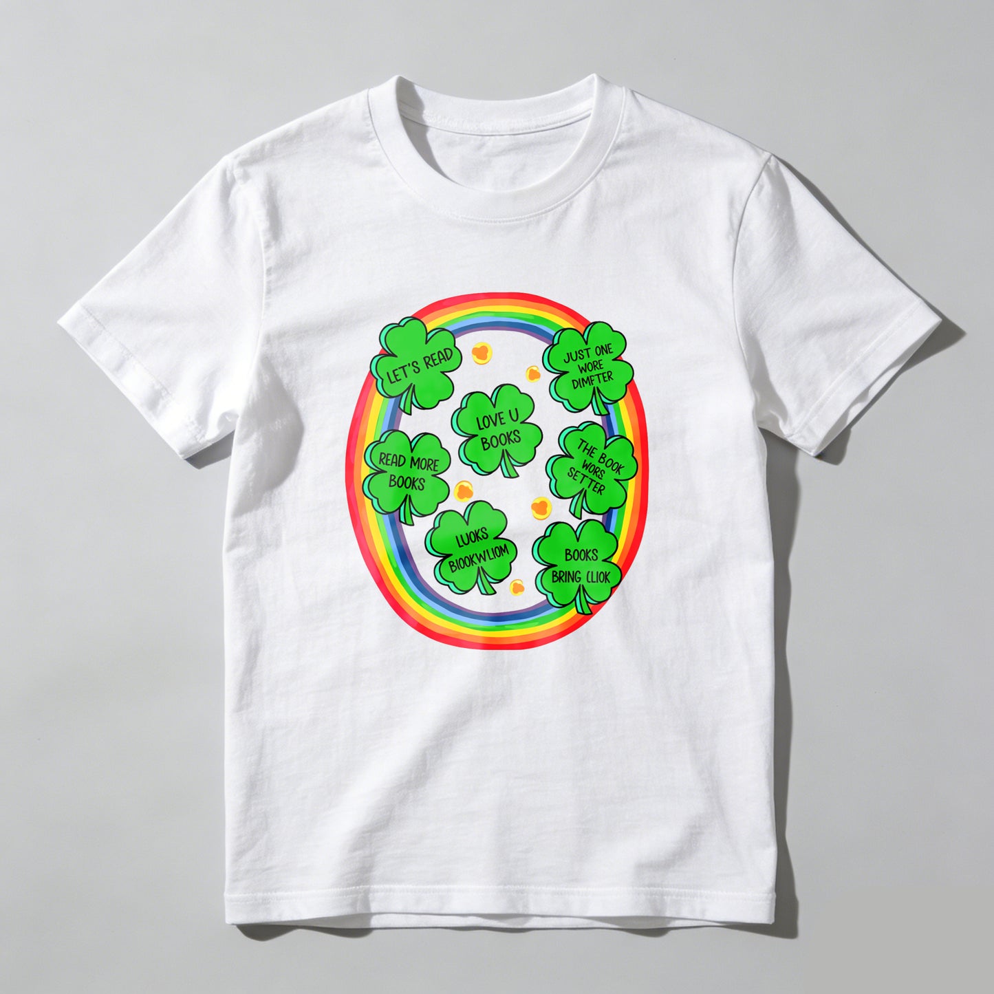 Wardrobecart Rainbow Clover With Messages Inside Unisex Classic T-shirt