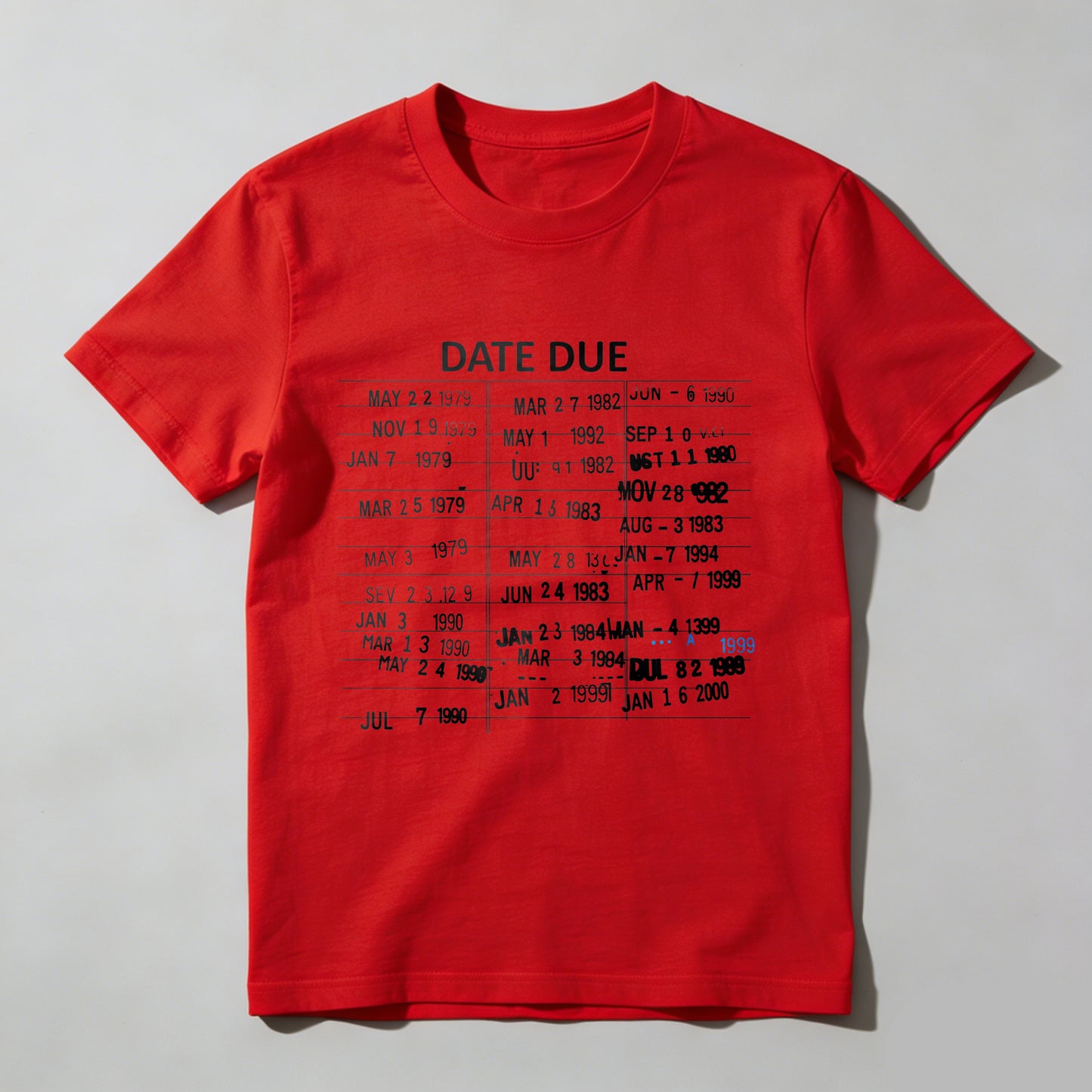 Wardrobecart Date Due Library Card Dates Unisex Classic T-shirt