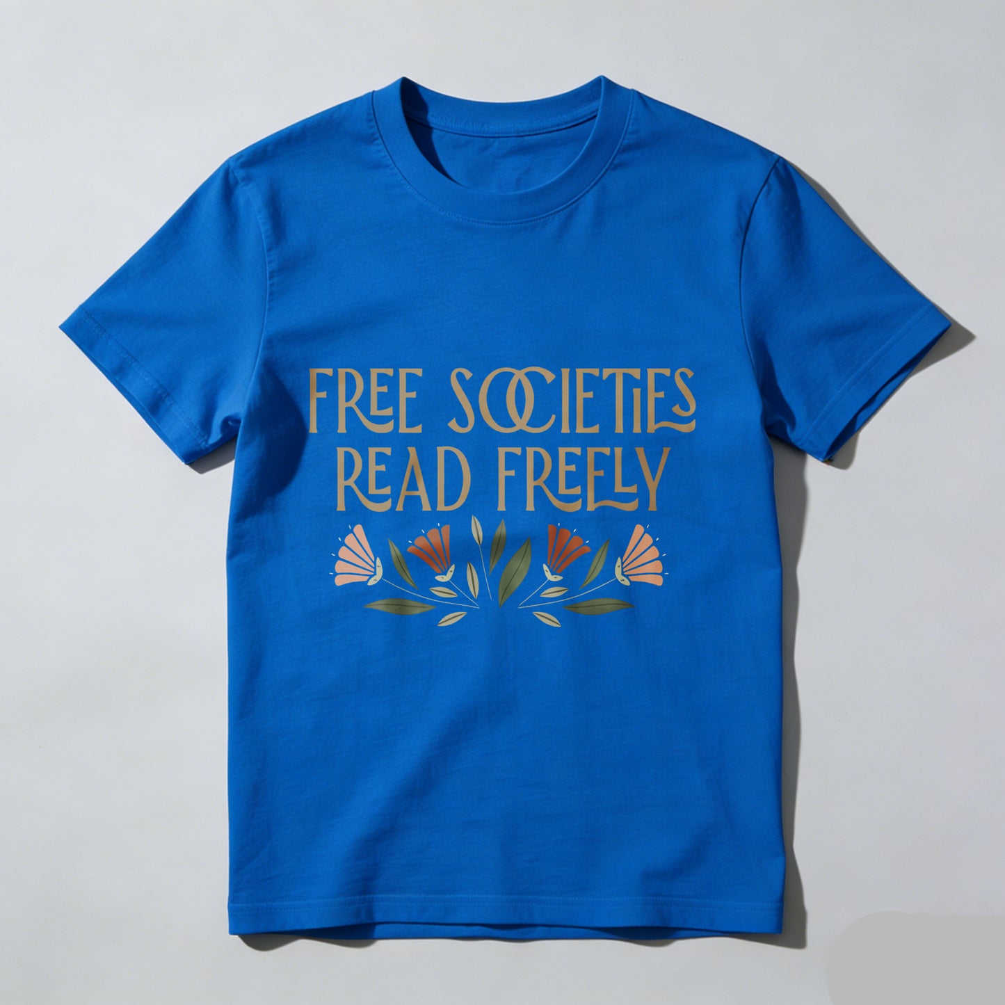Wardrobecart Free Societies Read Freely Floral Design Unisex Classic T-shirt