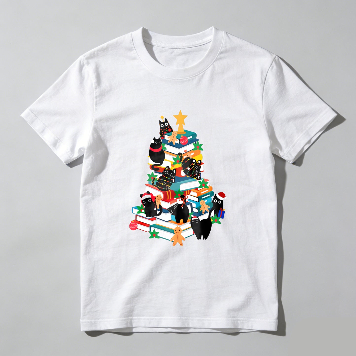 Wardrobecart Christmas Tree Books Cats Stars Gifts Unisex Classic T-shirt