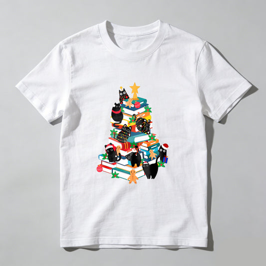 Wardrobecart Christmas Tree Books Cats Stars Gifts Unisex Classic T-shirt
