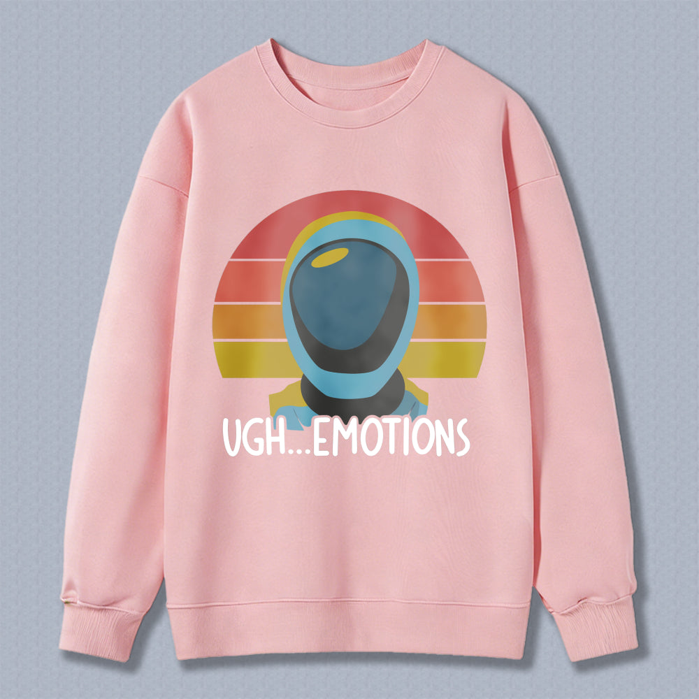 Wardrobecart Retro Astronaut With Sunset Background And Text Ugh Emotions Unisex Classic Sweatshirt