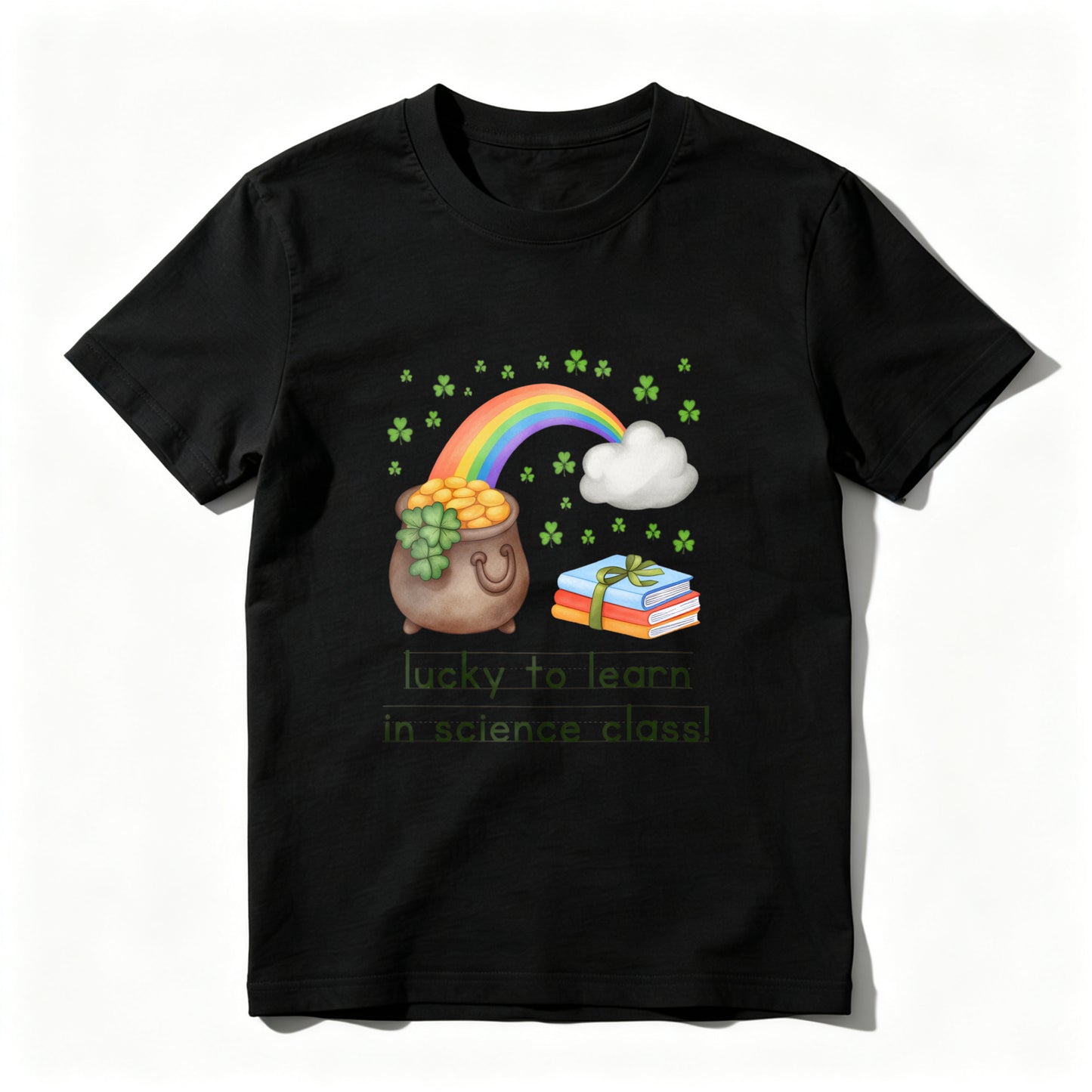 Wardrobecart Pot Of Gold Rainbow Books Clover Cloud Unisex Classic T-shirt