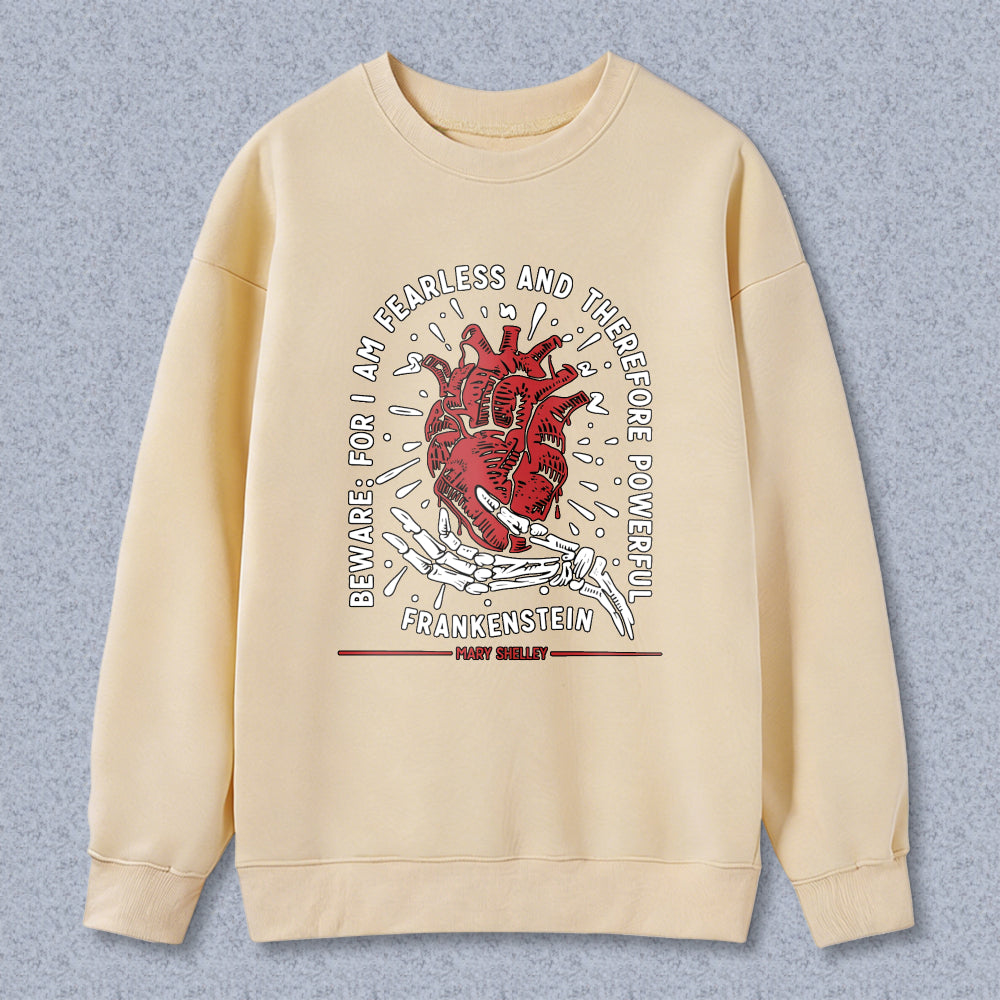 Wardrobecart Heart And Skeleton Hand With Quote From Frankenstein Unisex Classic Sweatshirt