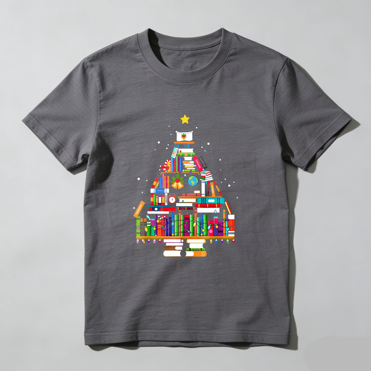 Wardrobecart Books Form Christmas Tree Pattern Unisex Classic T-shirt