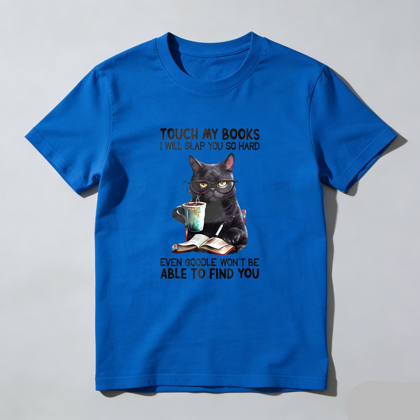 Wardrobecart Cat With Book And Coffee Cup Unisex Classic T-shirt