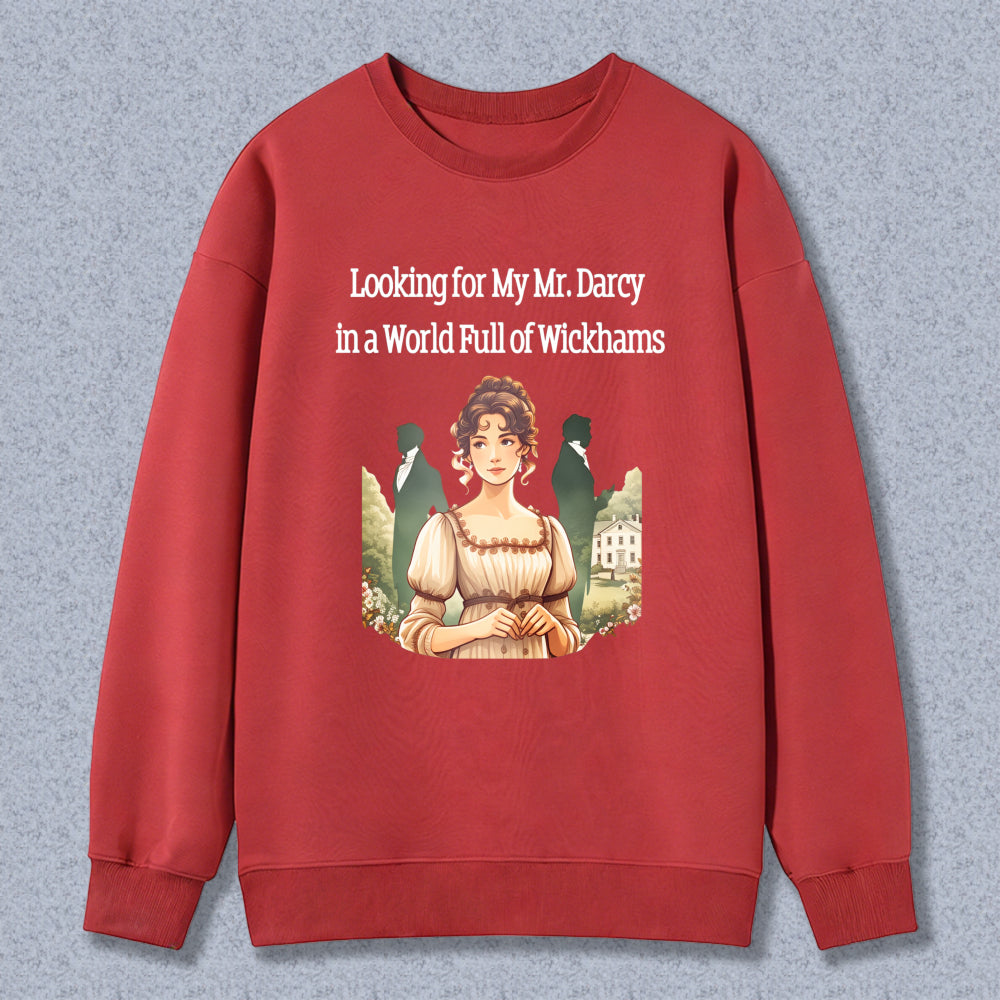 Wardrobecart Classic Woman In Vintage Dress With Garden Background Unisex Classic Sweatshirt