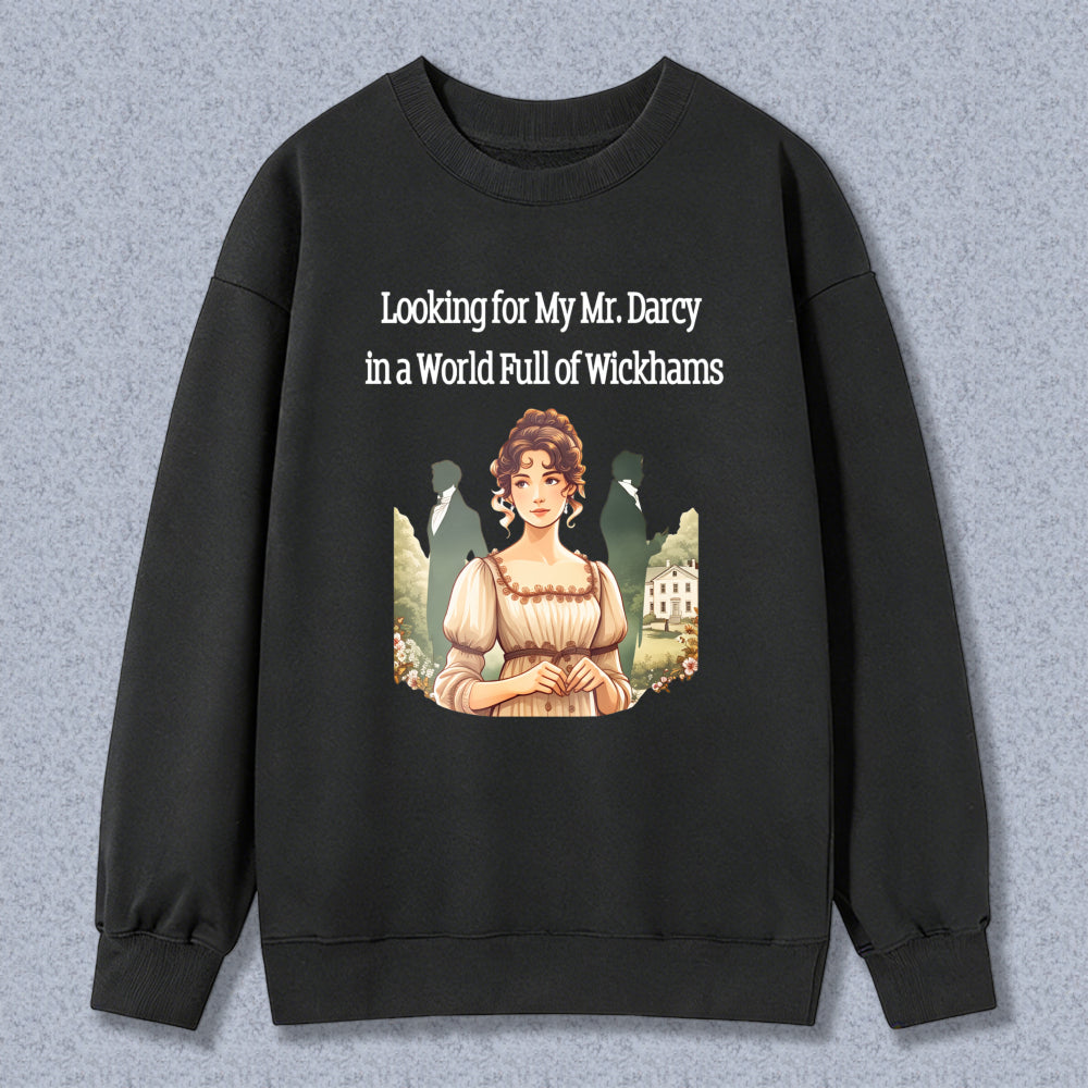 Wardrobecart Classic Woman In Vintage Dress With Garden Background Unisex Classic Sweatshirt