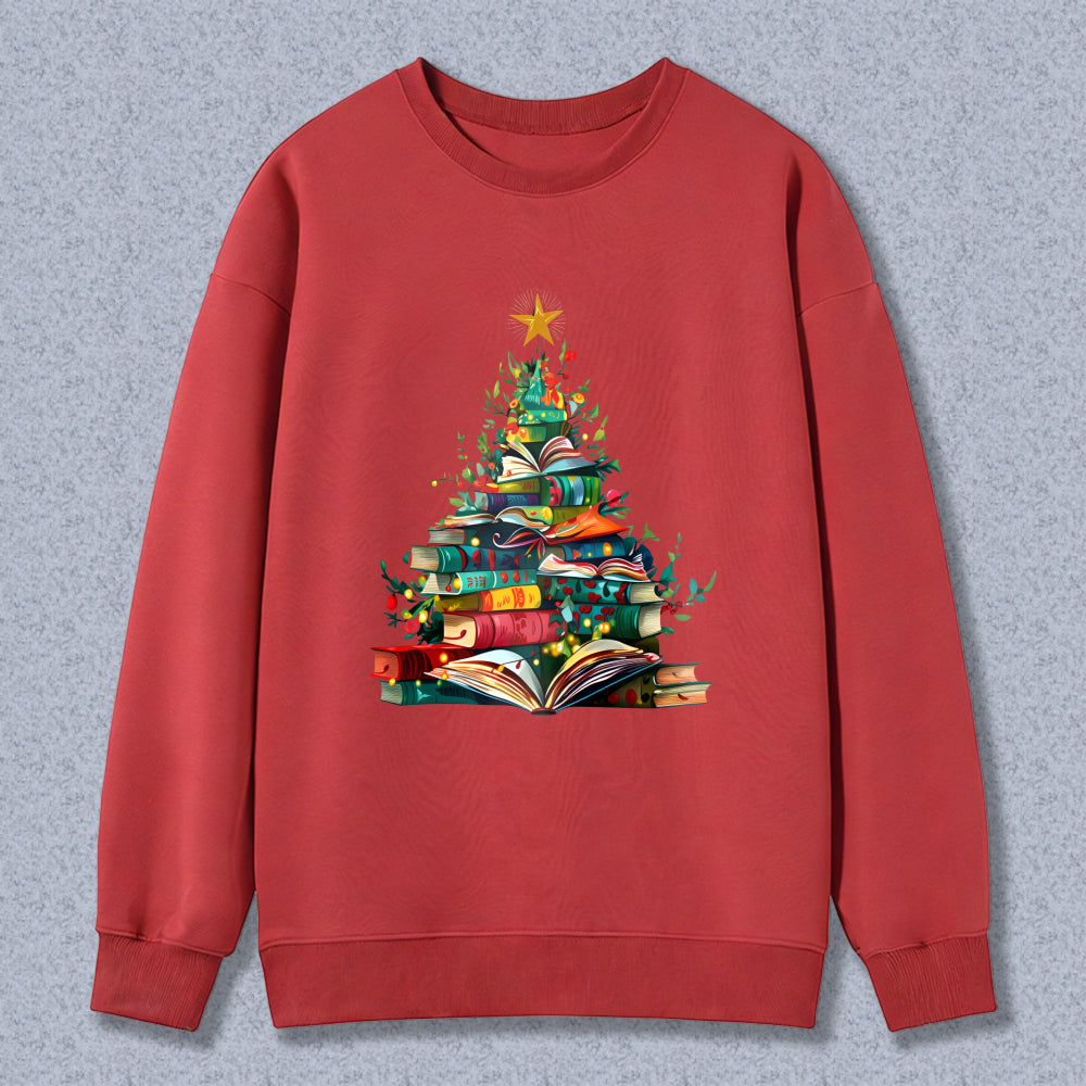 Wardrobecart Christmas Tree Made Of Books Unisex Classic Sweatshirt
